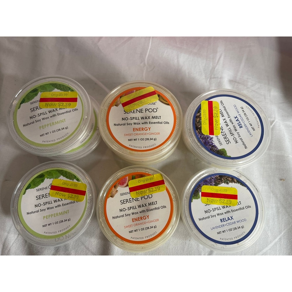 Serene House Serene Pod No-Spill Wax Melt 9 Pack Soy Essential Oils 1oz‎ Variety